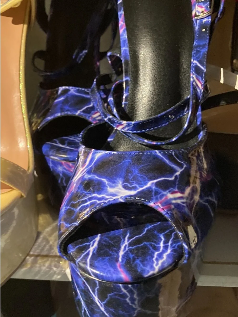 Platform Strappy Sandals in Electric Blue